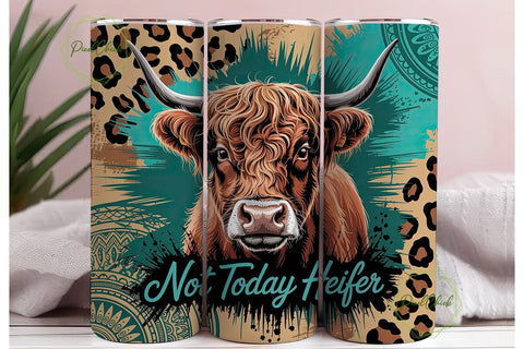 Highland Cow Not Today Heifer Tumbler Sublimation PixelChick 