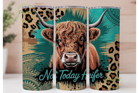 Highland Cow Not Today Heifer Tumbler Sublimation PixelChick 