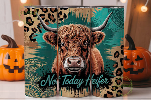Highland Cow Not Today Heifer Tumbler Sublimation PixelChick 