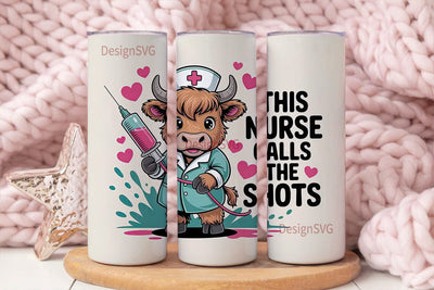 Highland Cow Nurse 20oz Tumbler Wrap Sublimation DesignSVG 