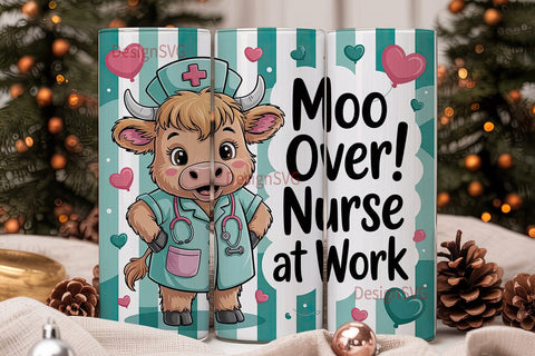 Highland Cow Nurse 20oz Tumbler Wrap Sublimation DesignSVG 
