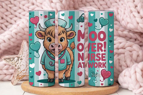 Highland Cow Nurse 20oz Tumbler Wrap Sublimation DesignSVG 