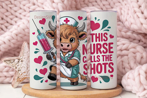 Highland Cow Nurse 20oz Tumbler Wrap Sublimation DesignSVG 