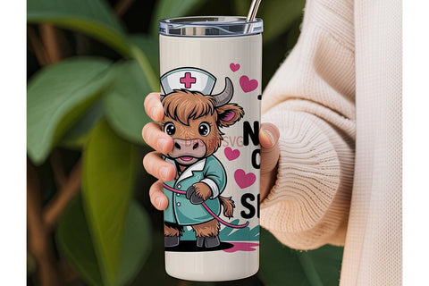Highland Cow Nurse 20oz Tumbler Wrap Sublimation DesignSVG 