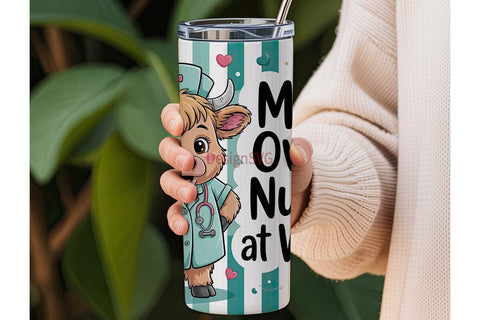 Highland Cow Nurse 20oz Tumbler Wrap Sublimation DesignSVG 