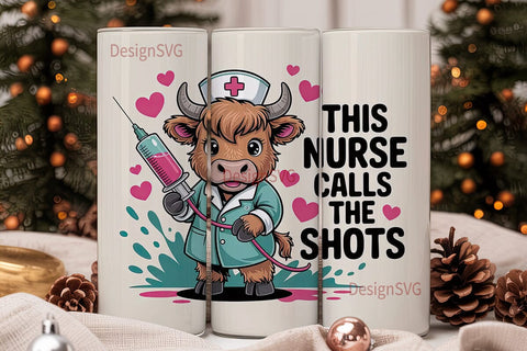 Highland Cow Nurse 20oz Tumbler Wrap Sublimation DesignSVG 