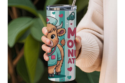 Highland Cow Nurse 20oz Tumbler Wrap Sublimation DesignSVG 
