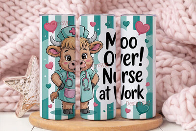 Highland Cow Nurse 20oz Tumbler Wrap Sublimation DesignSVG 