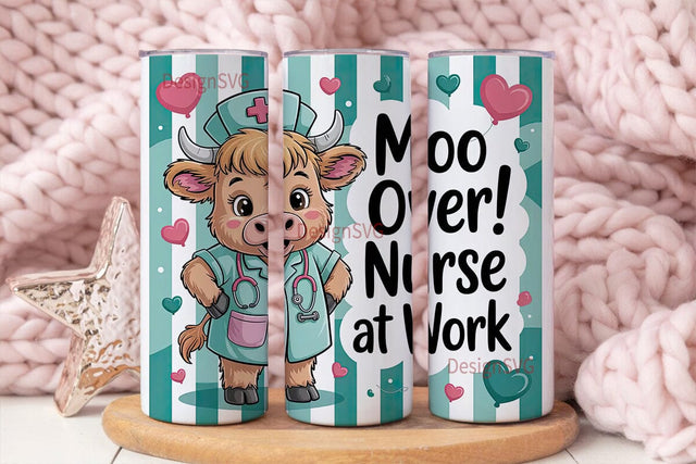 Highland Cow Nurse 20oz Tumbler Wrap Sublimation DesignSVG 