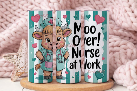 Highland Cow Nurse 20oz Tumbler Wrap Sublimation DesignSVG 