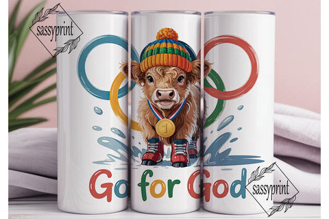 Highland Cow Olympics Tumbler Wrap Sublimation sassyprint 