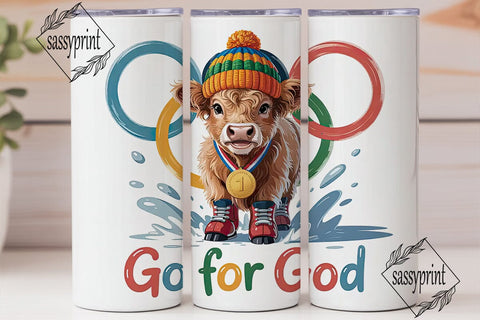 Highland Cow Olympics Tumbler Wrap Sublimation sassyprint 