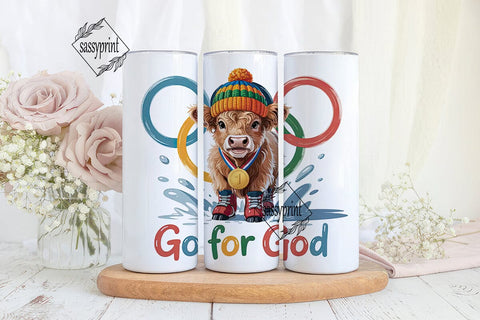 Highland Cow Olympics Tumbler Wrap Sublimation sassyprint 