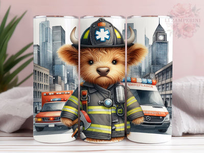 Highland Cow Paramedic 20oz Tumbler Wrap PNG, Emergency Services Tumbler Png, Straight & Tapered Tumbler Wrap, Instant Digital Download Sublimation Li Zamperini 
