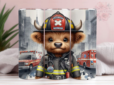 Highland Cow Paramedic 20oz Tumbler Wrap PNG, Emergency Services Tumbler Png, Straight & Tapered Tumbler Wrap, Instant Digital Download Sublimation Li Zamperini 