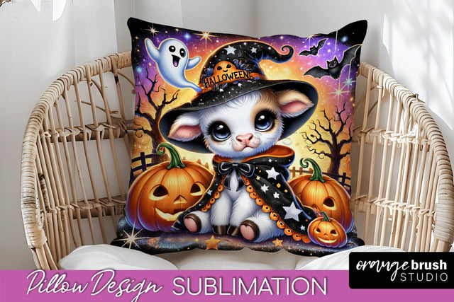 Highland Cow Pillow Cover, Cute Halloween Pillow Sublimation Sublimation OrangeBrushStudio 
