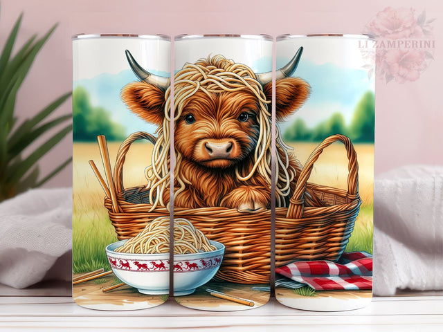 Highland Cow Playful Noodle 20oz Tumbler Wrap PNG, Highland Cow Tumbler Png, Straight & Tapered Tumbler Wrap, Instant Digital Download Sublimation Li Zamperini 