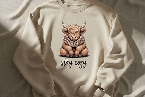 Highland Cow Png Bundle, 5 Highland Cow Sublimation Designs, Cozy Farmhouse Cow Collection, Western Boutique Shirt Graphic, Fall Cow Png Set SVG TiffsCraftyCreations 