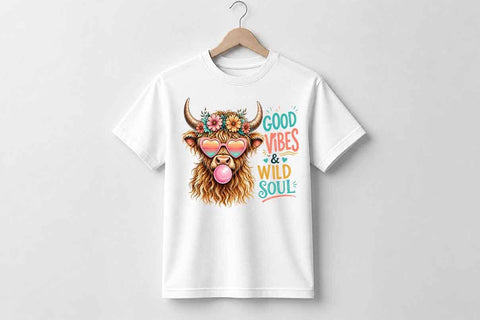 Highland Cow PNG Digital Download | Boho Wild Soul Sublimation Design SVG BillahCrafts 