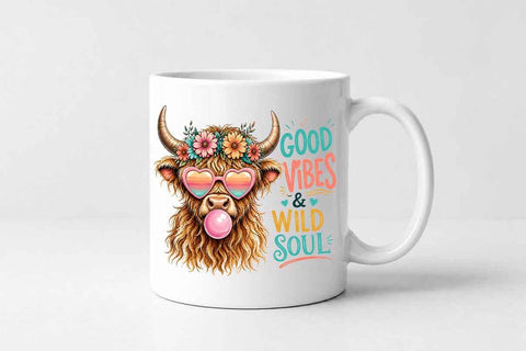 Highland Cow PNG Digital Download | Boho Wild Soul Sublimation Design SVG BillahCrafts 