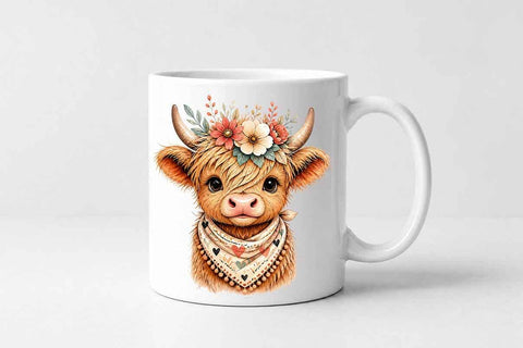 Highland Cow PNG Floral Cow Sublimation PNG Digital Download SVG BillahCrafts 