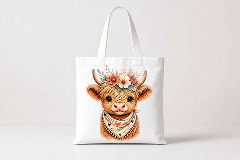 Highland Cow PNG Floral Cow Sublimation PNG Digital Download SVG BillahCrafts 