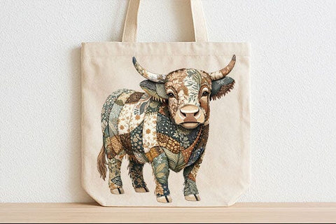 Highland Cow PNG Floral Patchwork Cow Sublimation Digital Download SVG BillahCrafts 