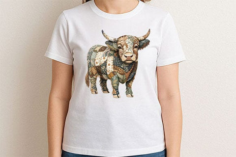 Highland Cow PNG Floral Patchwork Cow Sublimation Digital Download SVG BillahCrafts 