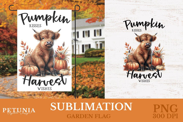 Highland Cow PNG | Garden Flag Sublimation Design Sublimation Petunia Digital Design 