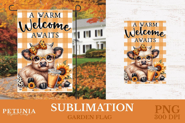 Highland Cow PNG | Garden Flag Sublimation Design Sublimation Petunia Digital Design 