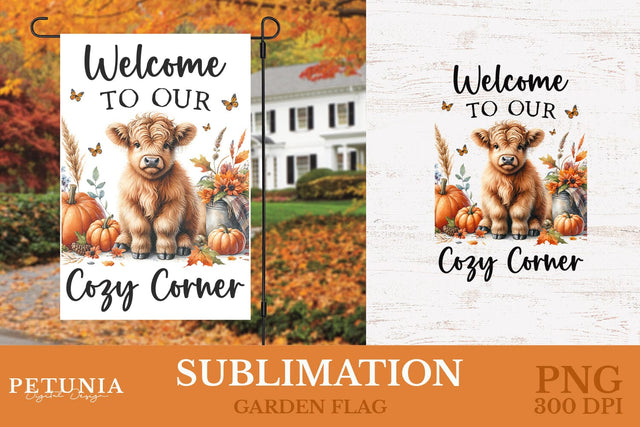 Highland Cow PNG | Garden Flag Sublimation Design Sublimation Petunia Digital Design 