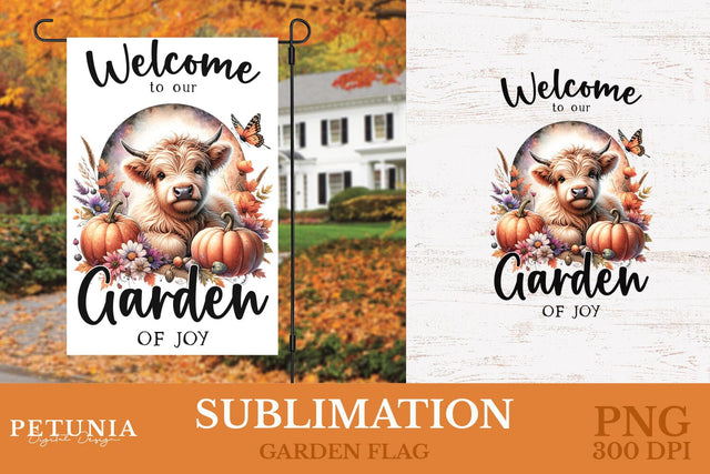 Highland Cow PNG | Garden Flag Sublimation Design Sublimation Petunia Digital Design 