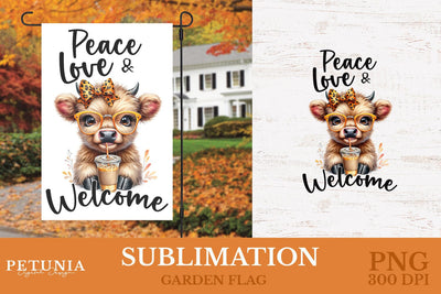 Highland Cow PNG | Garden Flag Sublimation Design Sublimation Petunia Digital Design 