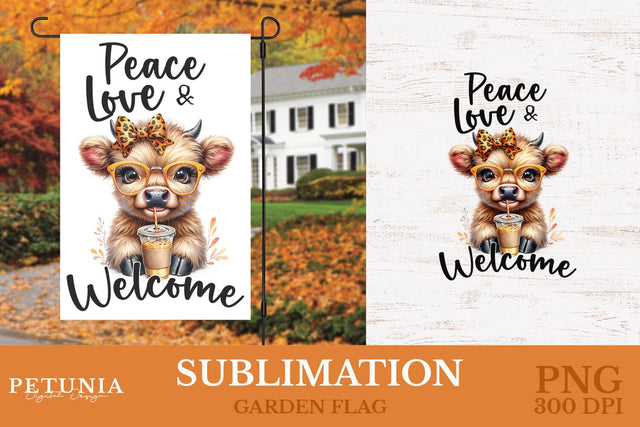 Highland Cow PNG | Garden Flag Sublimation Design Sublimation Petunia Digital Design 