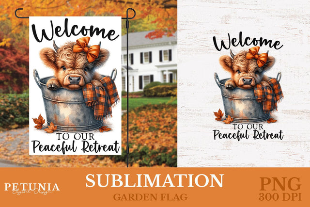 Highland Cow PNG | Garden Flag Sublimation Design Sublimation Petunia Digital Design 