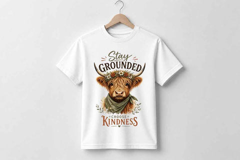Highland Cow PNG | Stay Grounded Choose Kindness Sublimation SVG BillahCrafts 