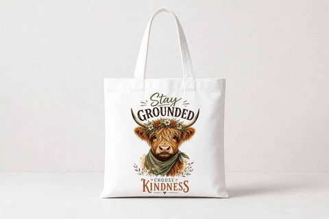 Highland Cow PNG | Stay Grounded Choose Kindness Sublimation SVG BillahCrafts 