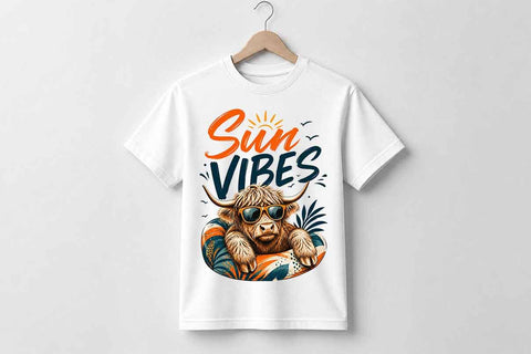 Highland Cow PNG | Sun Vibes Summer Sublimation Download SVG BillahCrafts 