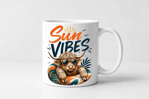 Highland Cow PNG | Sun Vibes Summer Sublimation Download SVG BillahCrafts 
