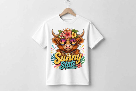 Highland Cow PNG | Sunny State Tropical Sublimation Download SVG BillahCrafts 