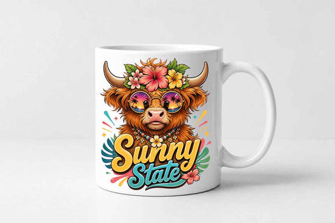 Highland Cow PNG | Sunny State Tropical Sublimation Download SVG BillahCrafts 