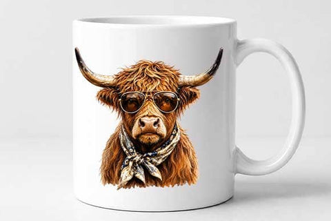 Highland Cow PNG | Western Sunglasses Digital Download SVG BillahCrafts 
