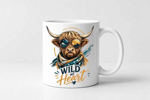 Highland Cow PNG Wild at Heart Sublimation Design Digital Download SVG BillahCrafts 