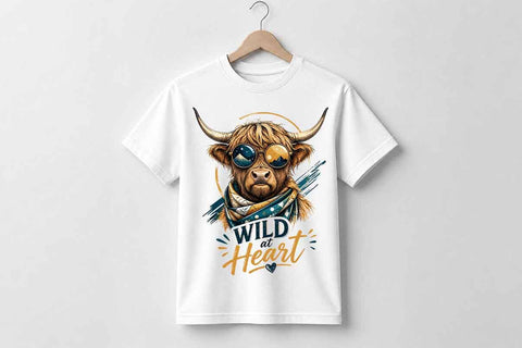 Highland Cow PNG Wild at Heart Sublimation Design Digital Download SVG BillahCrafts 