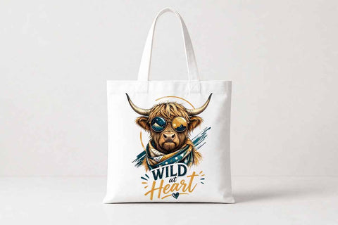 Highland Cow PNG Wild at Heart Sublimation Design Digital Download SVG BillahCrafts 