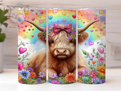 Highland Cow Pride 20oz Tumbler Png, Straight & Tapered Tumbler Png, Pride Gay Tumbler Png, Digital Download PNG Sublimation Lara' s Designs 