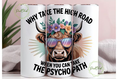 Highland Cow Psycho Path 20oz Tumbler Sublimation PixelChick 