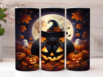 Highland Cow Pumpkin Halloween Tumbler, Halloween Tumbler, Black Cow Wrap, Fall Pumpkin, Rustic Design, Sublimation Cup, 20Oz Tumbler Sublimation Lara' s Designs 