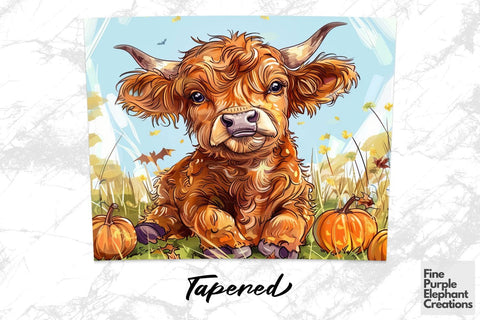 Highland Cow Pumpkin Patch Sublimation Tumbler Wrap Sublimation Fine Purple Elephant Creations 