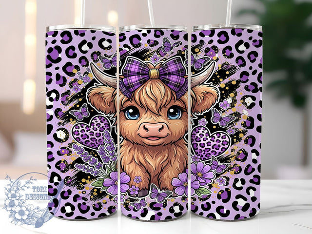 Highland Cow Purple 20oz Tumbler, Highland Cow Purple, Purple Highland Cow, Highland Cow Tumbler, 20oz Tumbler, Purple Tumbler, Cute Highland Cow, Tumbler Wrap Sublimation ToriDesigns 
